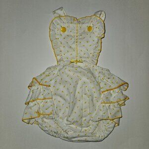 VTG Baby Romper Stone Apparel White Yellow Floral Print 9 Months Ruffle Tush